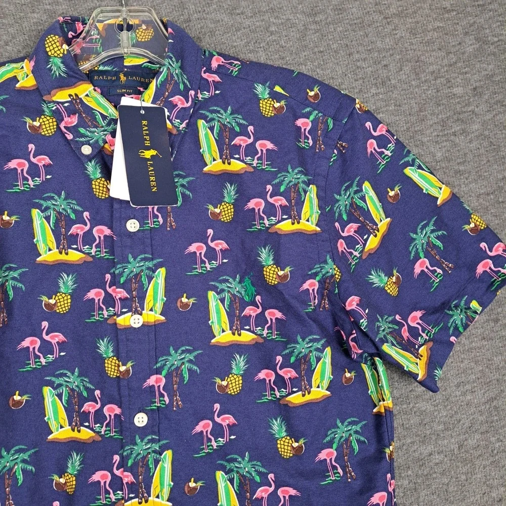 Polo Ralph Lauren Tropical Hawaiian Print Button Down SS Shirt Men's Small NWT